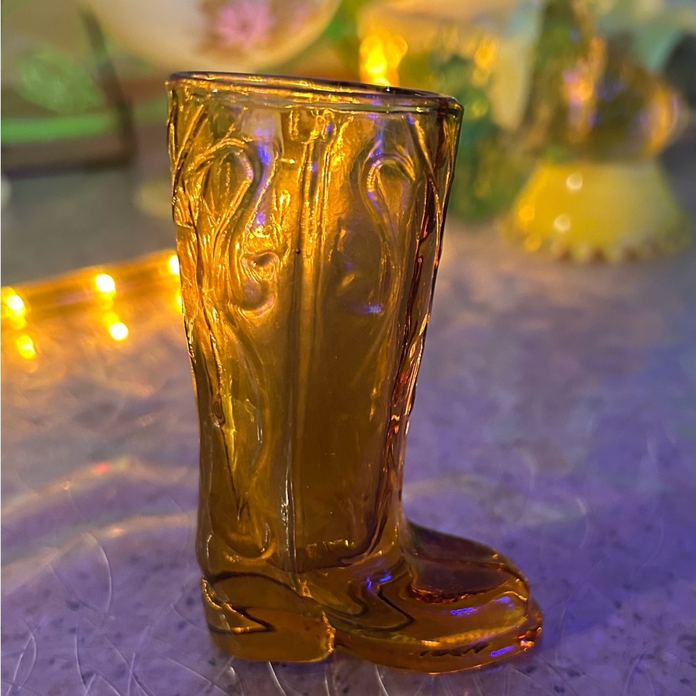 Vintage Amber Glass Boot